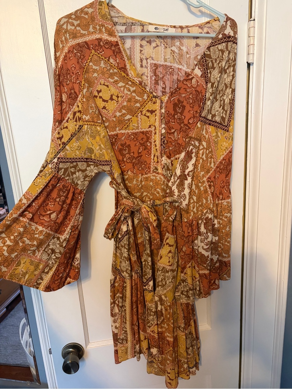 Rip Curl Patchwork Floral Dress in Rust, Mustard & Cream